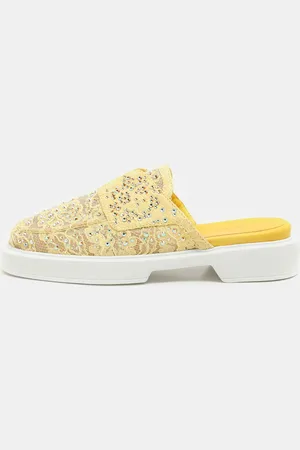 LE SILLA Lace Crystals Embellished Yacht Mules Size 37