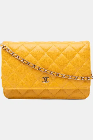CHANEL CC Quilted Caviar Wallet on Chain
