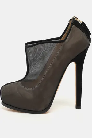 Fendi /Beige Mesh and Suede Platform Booties Size 37