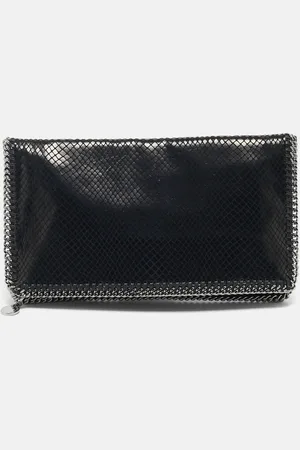 Stella McCartney Python Effect Faux Suede Falabella Fold Over Clutch