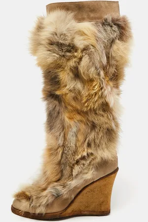 Dior Fur and Suede Knee Length Boots Size 39