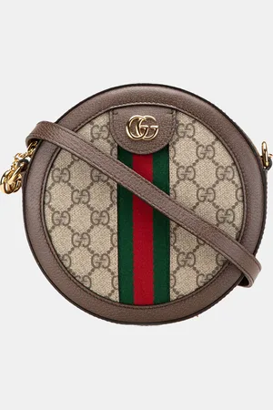 Gucci /Brown Mini GG Supreme Round Ophidia Crossbody