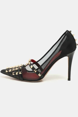 VALENTINO Patent Leather and Mesh Rockstud Alcove Pumps Size 36.5