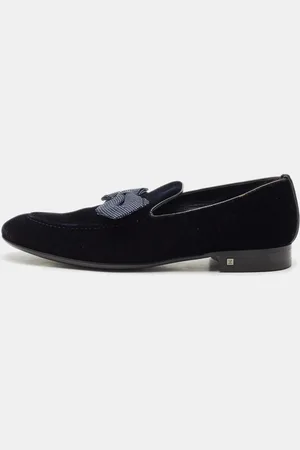 LOUIS VUITTON Velvet Tuxedo Bow Loafers Size 43