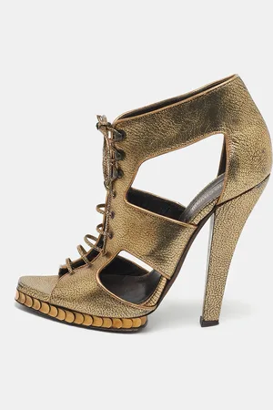 Roberto Cavalli Leather Cut Out Lace Up Booties Size 39