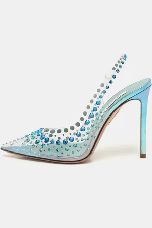 Aquazzura PVC Crystal Embellished Slingback Pumps Size 37