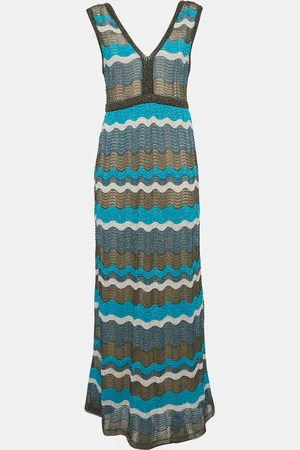 M Missoni Wave Pattern Lurex Knit Sleeveless Long Dress M