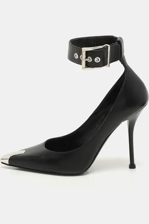 Alexander McQueen Leather Punk Ankle Strap Pumps Size 36