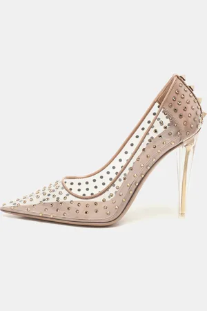 VALENTINO Transparent/ Patent Leather and PVC Crystal Embellished Rockstud Pumps Size 36.5