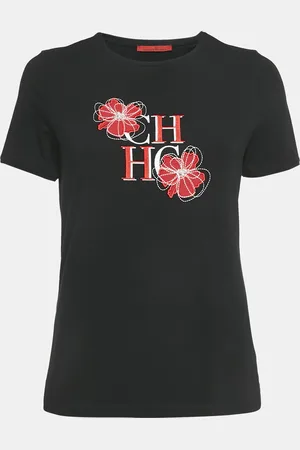 CH Carolina Herrera Logo Flora Embroidered Jersey T-Shirt S
