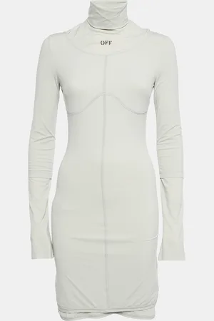 OFF-WHITE Off Print Jersey Turtle Neck Bodycon Dress M