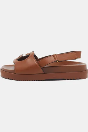 Gucci Leather Interlocking G Flat Sandals Size 39.5