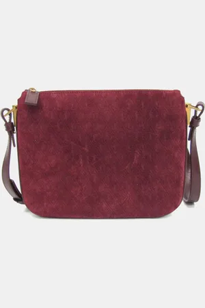 Saint Laurent Saint Laurent Bordeaux Monogram Leather Suede Shoulder Bag