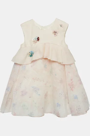 Dior Pink Floral Embellished Silk Pleated Dress 24M