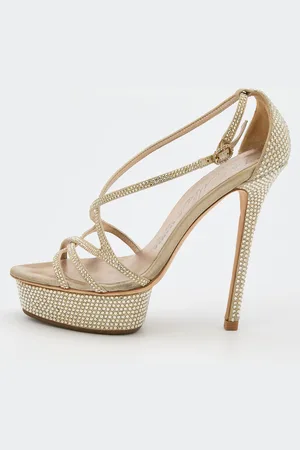 LE SILLA Suede Crystal Embellished Strappy Platform Sandals Size 37