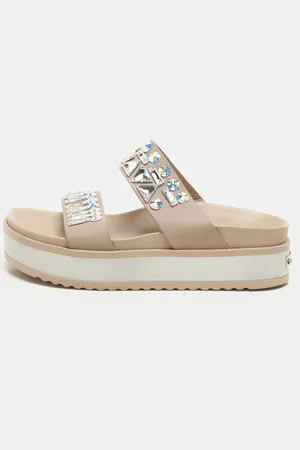 LE SILLA Leather Crystal Embellished Platform Sandals Size 37