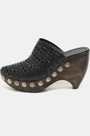 Alaïa Leather Le Sabot Clogs Wedge Sandals Size 37