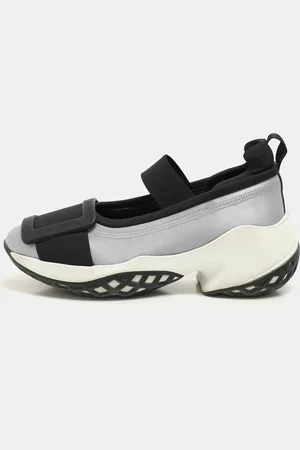 Roger Vivier /Black Satin Embellished Slip On Sneakers Size 37