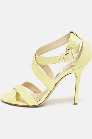 Jimmy Choo Python Leather Ankle Strap Sandals Size 37.5