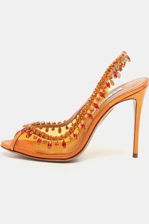 Aquazzura Transparent/Bronze Leather and PVC Temptation Pumps Size 37.5