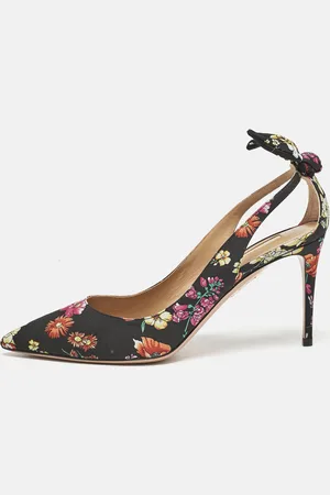 Aquazzura Floral Print Fabric Bow Tie Pumps Size 39
