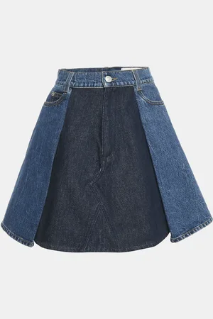 Alexander McQueen Denim Dual Tone Pleated Mini Skirt S
