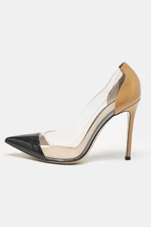 Gianvito Rossi /Brown Patent Leather and PVC Plexi Pumps Size 38