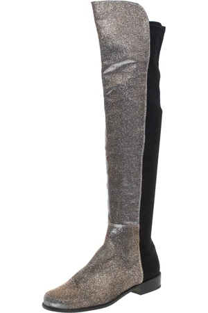 Stuart Weitzman Lurex And Stretch Fabric Knee Length Boots Size 37.5