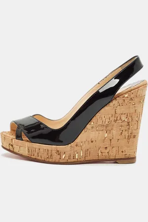 Christian Louboutin Patent Leather Cork Wedge Sandals Size 36
