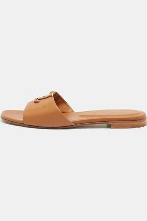 LOUIS VUITTON Leather LV Mare Flat Slides Size 39.5