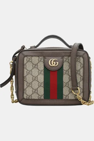Gucci Brown Coated Canvas GG Ophidia Mini Top Handle Bag