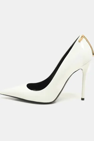 Tom Ford Patent Leather T Embellished Pointed Toe Pumps Size 37