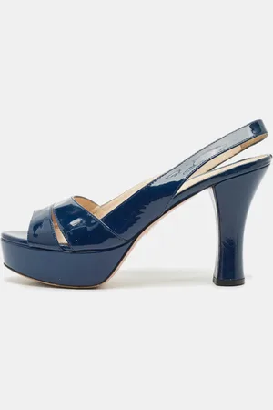 Prada Patent Leather Slingback Platform Sandals Size 38
