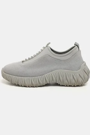 Miu Miu Stretch Knit Crystal-Embellished Slip-On Sneakers 36.5