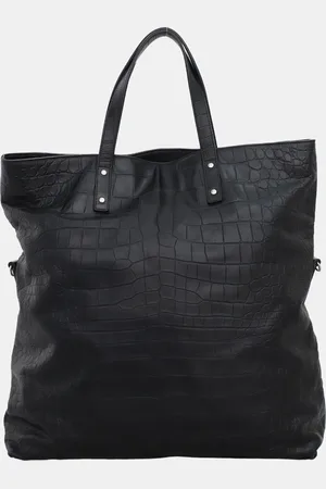 Saint Laurent Crocodile Embossed Leather Tote Bag