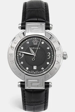 VERSACE Stainless Steel Embossed Leather Reve 68Q Women