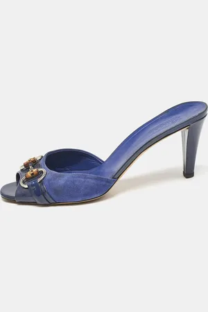 Gucci Suede and Patent Hollywood Slide Sandals Size 39.5