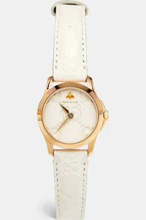 Gucci Gold Plated Stainless Steel Leather G-Timeless 126.5 Women