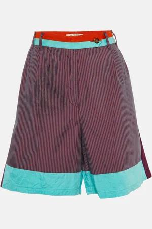 Etro Colorblock Striped Cotton & Linen Shorts M
