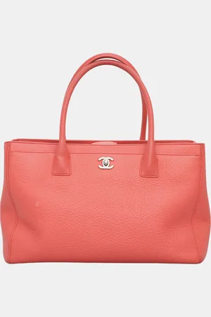 CHANEL Peach Leather Executive Cerf Tote Bag