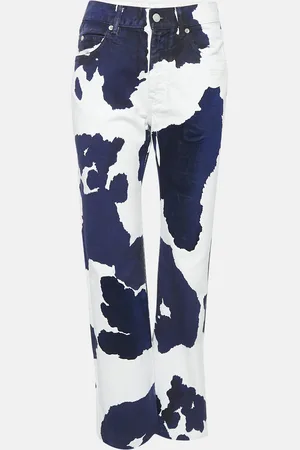 OFF-WHITE White Cow Print Denim Straight Leg Jeans M Waist 27"