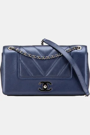 CHANEL Medium Chevron Metallic Sheepskin Vintage Mademoiselle Flap