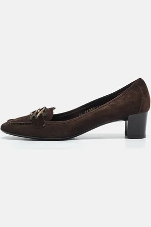 Salvatore Ferragamo Suede Block Heel Loafers Size 39