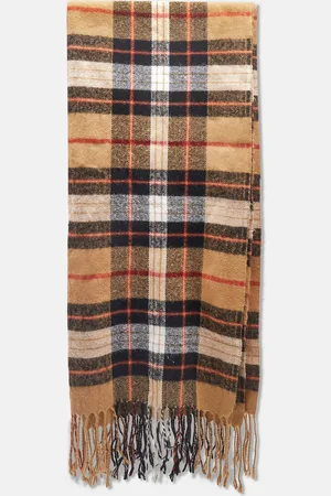 Burberry Vintage Check Pattern Wool Fringed Scarf