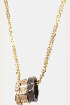Cartier Ceramic 18K Gold Diamond Love Three Hoop Necklace