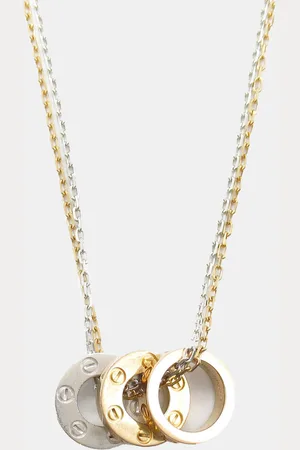 Cartier 18K Pink Gold Diamond Love Three Hoop Necklace