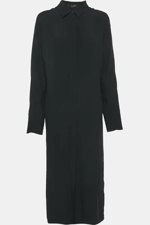 Joseph Crepe Button Front Long Shirt Dress L