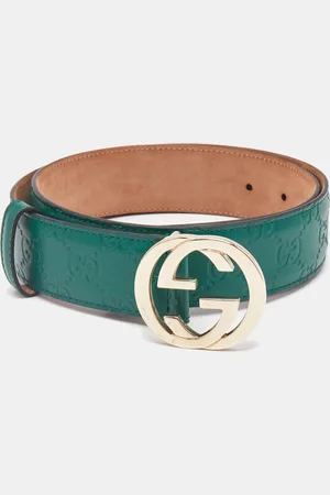 Gucci Ssima Leather Interlocking G Buckle Belt 80CM