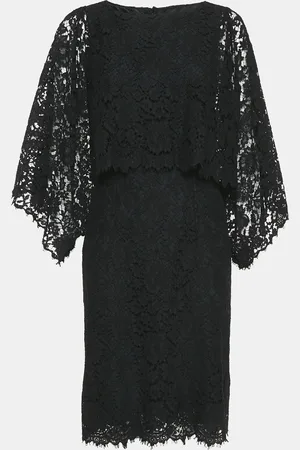 Dolce & Gabbana Lace Cape Detail Midi Dress M