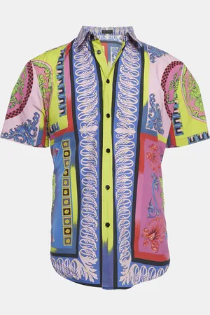 VERSACE Gianni Printed Cotton Short Sleeve Shirt L